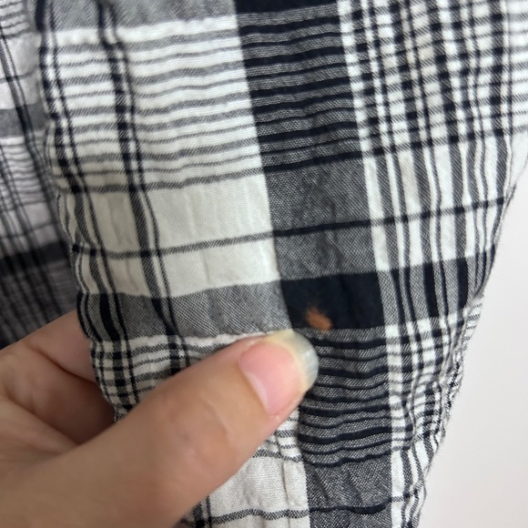 Habitat women’s Large Black/White Checked Shirt 3/4 Sleeve Lagenlook *Flaw - Picture 7 of 15